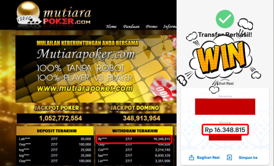 Bukti Withdraw (16.348.815,-) Member Setia Mutiarapoker