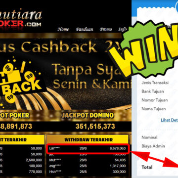 Bukti Withdraw (8.678.063-) Member Setia Mutiarapoker