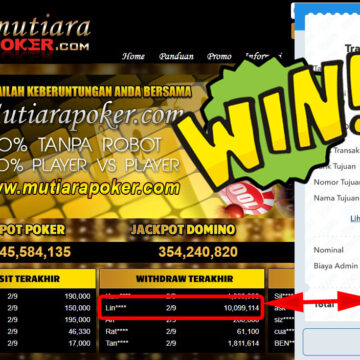 Bukti Withdraw (10.099.114,-) Member Setia Mutiarapoker