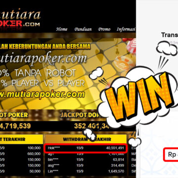 Bukti Withdraw (40.551.491,-) Member Setia Mutiarapoker