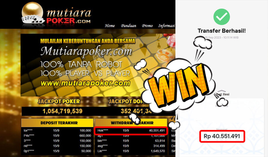 Bukti Withdraw (40.551.491,-) Member Setia Mutiarapoker