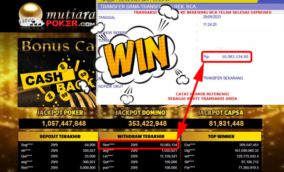 Bukti Withdraw (10.083.134,-) Member Setia Mutiarapoker