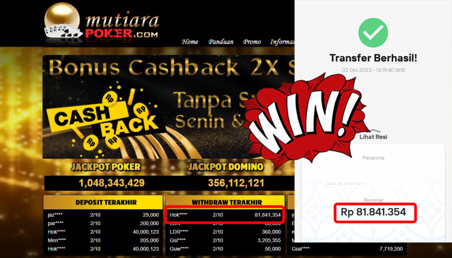 Bukti Withdraw (81.841.354,-) Member Setia Mutiarapoker