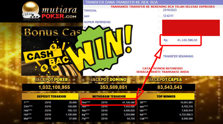 Bukti Withdraw ( 41.126.588,-) Member Setia Mutiarapoker