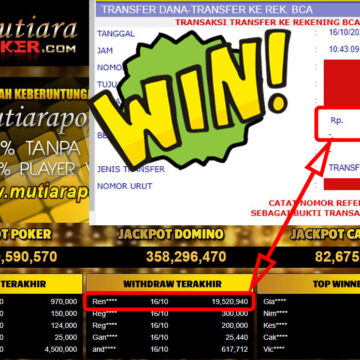 Bukti Withdraw (19.520.940,-) Member Setia Mutiarapoker