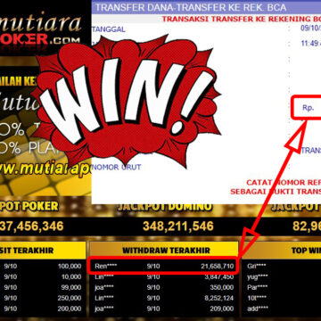 Bukti Withdraw (21,658,710,-) Member Setia Mutiarapoker