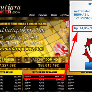 Bukti Withdraw ( 14.067.983,-) Member Setia Mutiarapoker