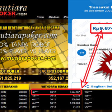 Bukti Withdraw ( 9.674.937,-) Member Setia Mutiarapoker