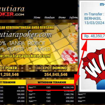 Bukti Withdraw ( 48.350.749,-) Member Setia Mutiarapoker