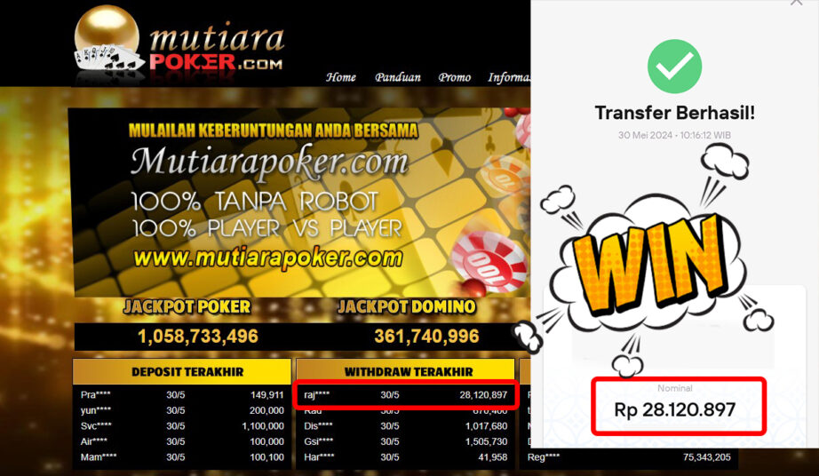 Bukti Withdraw ( 28.120.897,-) Member Setia Mutiarapoker