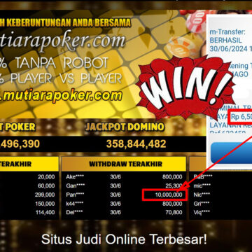 Bukti Withdraw ( 10,000,000,-) Member Setia Mutiarapoker