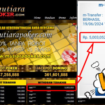 Bukti Withdraw ( 5.003.052,-) Member Setia Mutiarapoker