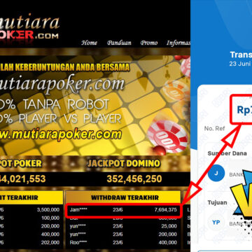 Bukti Withdraw ( 7.694.375,-) Member Setia Mutiarapoker