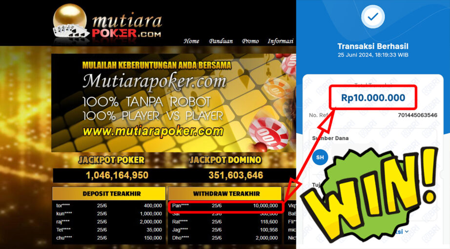 Bukti Withdraw ( 10.000.000,-) Member Setia Mutiarapoker