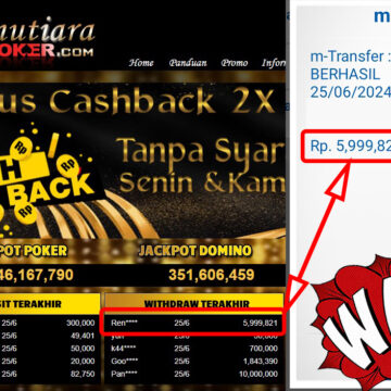 Bukti Withdraw ( 5.999.821,-) Member Setia Mutiarapoker