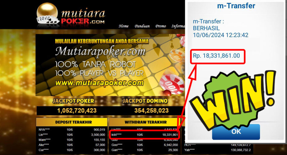 Bukti Withdraw ( 18.331.861,-) Member Setia Mutiarapoker