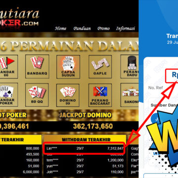 Bukti Withdraw ( 7.312.847,-) Member Setia Mutiarapoker