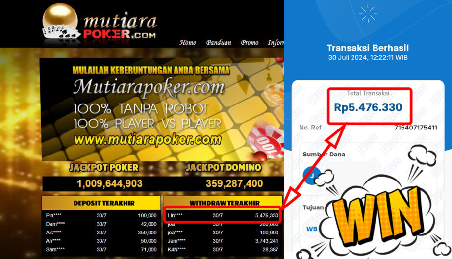 Bukti Withdraw ( 5.476.330,-) Member Setia Mutiarapoker