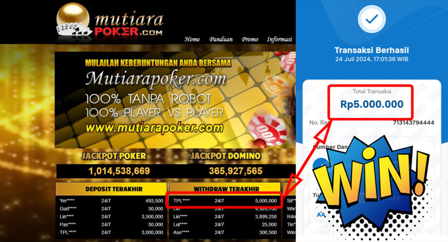 Bukti Withdraw ( 5.000.000,-) Member Setia Mutiarapoker