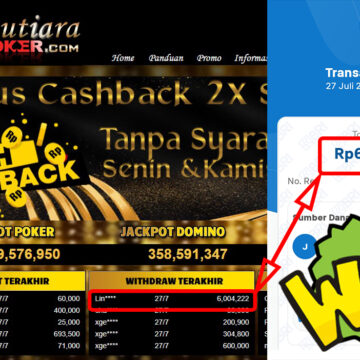 Bukti Withdraw ( 6.004.222.,-) Member Setia Mutiarapoker