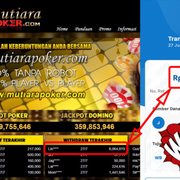 Bukti Withdraw ( 8.064.819.,-) Member Setia Mutiarapoker