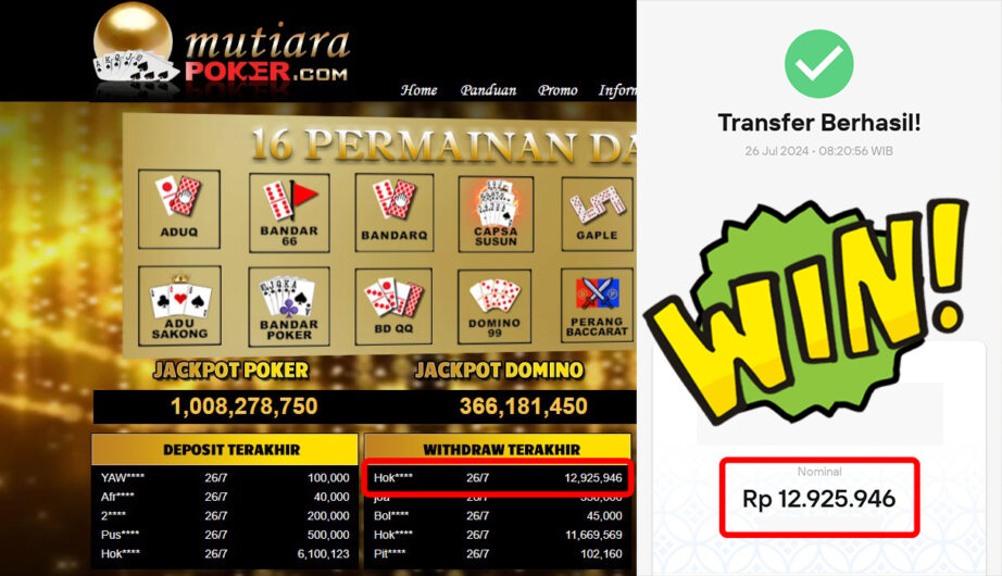 Bukti Withdraw ( 12.925.946,-) Member Setia Mutiarapoker