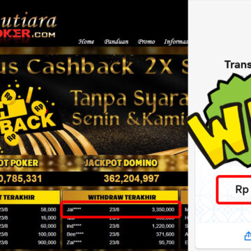 Bukti Withdraw (3,350,000,-) Member Setia Mutiarapoker