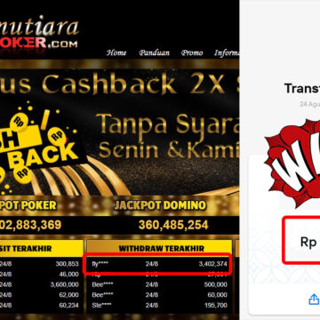 Bukti Withdraw (3,402,374,-) Member Setia Mutiarapoker