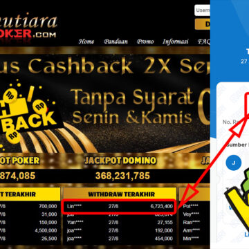 Bukti Withdraw ( 6,723,400,-) Member Setia Mutiarapoker