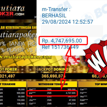 Bukti Withdraw ( 4,747,695,-) Member Setia Mutiarapoker