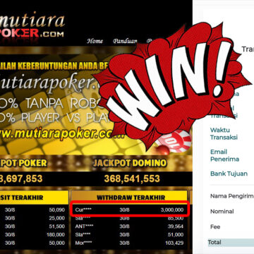 Bukti Withdraw ( 3,000,000,-) Member Setia Mutiarapoker