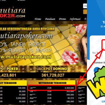 Bukti Withdraw ( 4,369,840,-) Member Setia Mutiarapoker