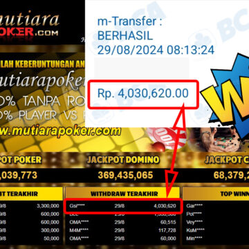 Bukti Withdraw ( 4,030,620,-) Member Setia Mutiarapoker