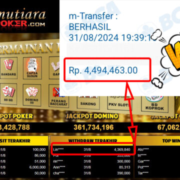 Bukti Withdraw ( 4,494,463,-) Member Setia Mutiarapoker