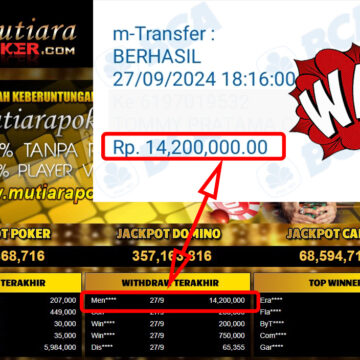 Bukti Withdraw ( 14,200,000,-) Member Setia Mutiarapoker