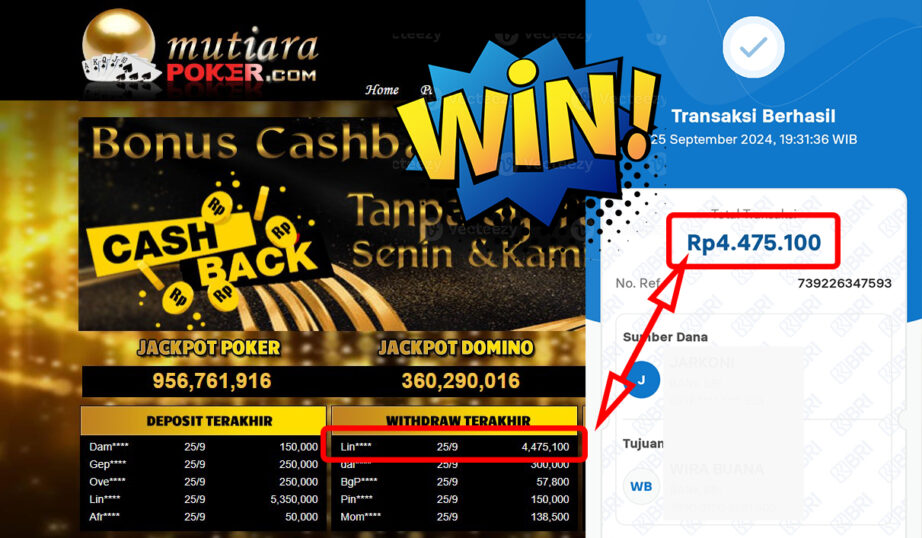 Bukti Withdraw ( 4,475,100,-) Member Setia Mutiarapoker