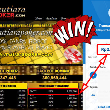 Bukti Withdraw ( 2,202,000,-) Member Setia Mutiarapoker