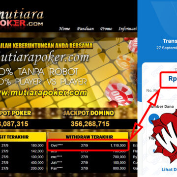 Bukti Withdraw ( 1,110,000,-) Member Setia Mutiarapoker