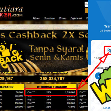 Bukti Withdraw ( 1,010,000,-) Member Setia Mutiarapoker