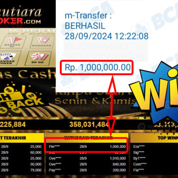 Bukti Withdraw ( 1,000,000,-) Member Setia Mutiarapoker