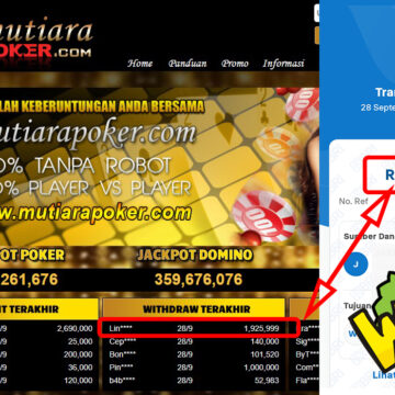 Bukti Withdraw ( 1,925,999,-) Member Setia Mutiarapoker