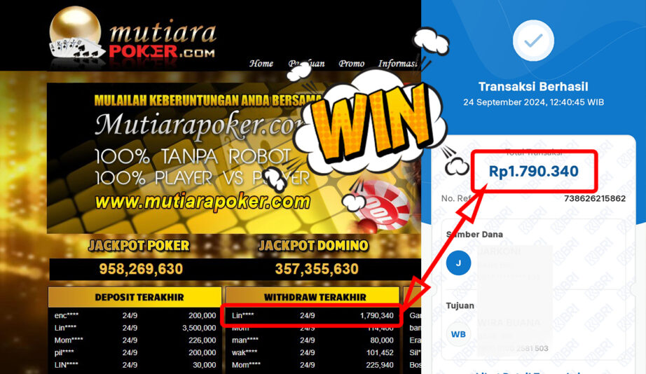 Bukti Withdraw ( 1,790,340,-) Member Setia Mutiarapoker