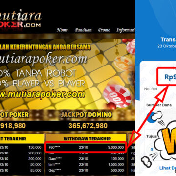 Bukti Withdraw ( 9,000,000,-) Member Setia Mutiarapoker