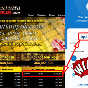 Bukti Withdraw ( 2,736,081,-) Member Setia Mutiarapoker