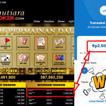 Bukti Withdraw ( 2,500,000,-) Member Setia Mutiarapoker