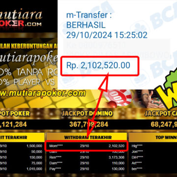 Bukti Withdraw ( 2,102,520,-) Member Setia Mutiarapoker