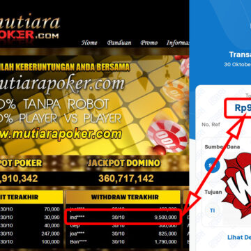 Bukti Withdraw ( 9,500,000,-) Member Setia Mutiarapoker