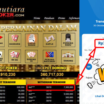 Bukti Withdraw ( 7,300,000,-) Member Setia Mutiarapoker