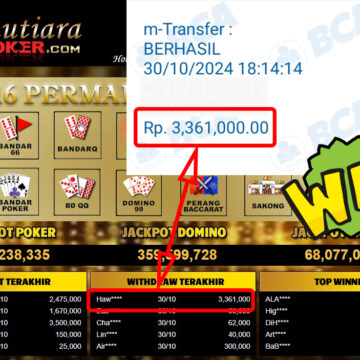 Bukti Withdraw ( 3,361,000,-) Member Setia Mutiarapoker