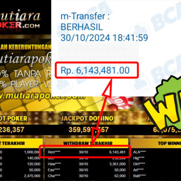 Bukti Withdraw ( 6,143,481,-) Member Setia Mutiarapoker